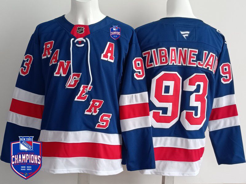 Men New York Rangers #93 Zibanejad Blue 2025 Fanatics Home Premium NHL Jersey style 1->new york rangers->NHL Jersey